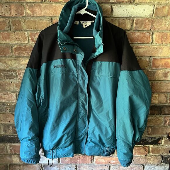 Vintage Columbia Bugaboo Jacket Women L Blue Black Colorblock 90s 2-In-1 - Picture 1 of 16